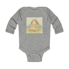 Baby Bodysuit — Vintage Mountain Doll Illustration Long-Sleeve Infant Onesie