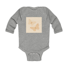 Butterfly Baby Bodysuit — Neutral Beige Butterfly Infant Long Sleeve Onesie
