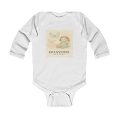 Vintage Baby Bodysuit with Doll & Butterfly Illustration – 'GUAYOYO'