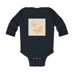 Butterfly Baby Bodysuit — Neutral Beige Butterfly Infant Long Sleeve Onesie