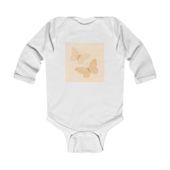 Butterfly Baby Bodysuit — Neutral Beige Butterfly Infant Long Sleeve Onesie