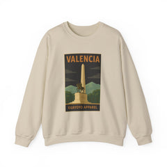 Valencia Monument Crewneck Sweatshirt — Vintage City Landmark Graphic