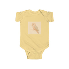 Peach Parakeet Baby Bodysuit — Cute Pastel Bird Infant Onesie