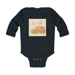 Infant Bodysuit with Vintage Car & Butterflies — Neutral Baby Shower Gift