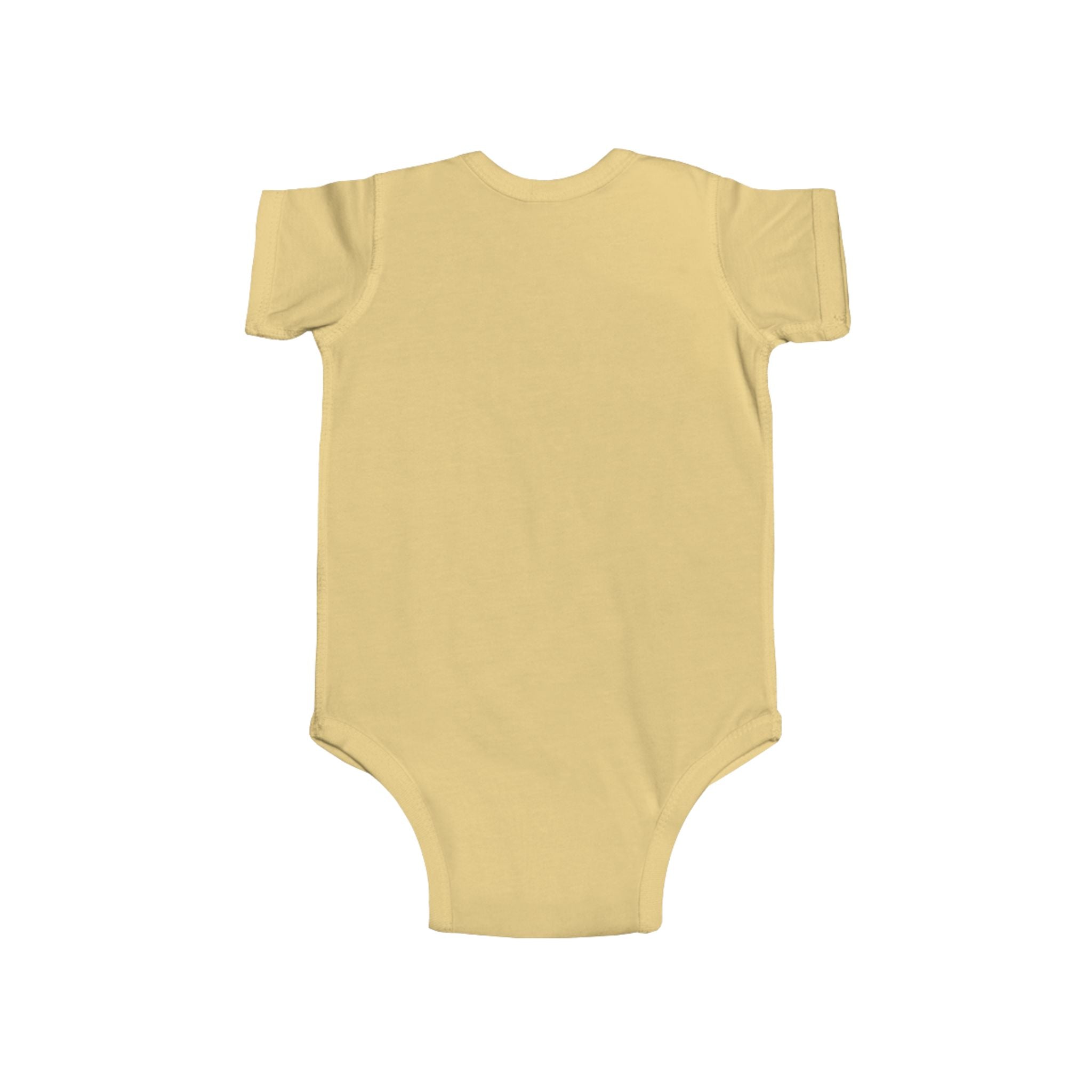 Baby Bodysuit with Cute Beige Doll Illustration — Newborn Onesie, Neutral Baby Shower Gift