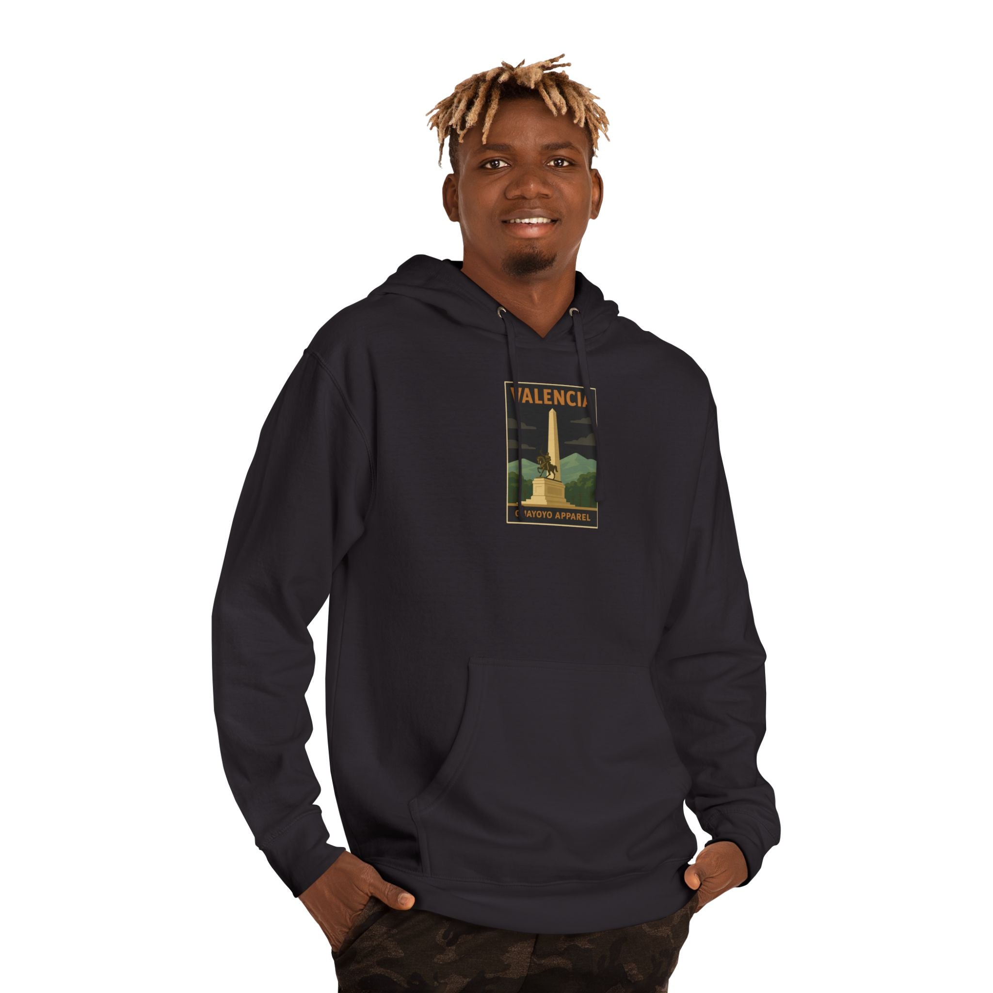 Valencia Vintage Travel Hoodie — Retro Palm & Monument Graphic