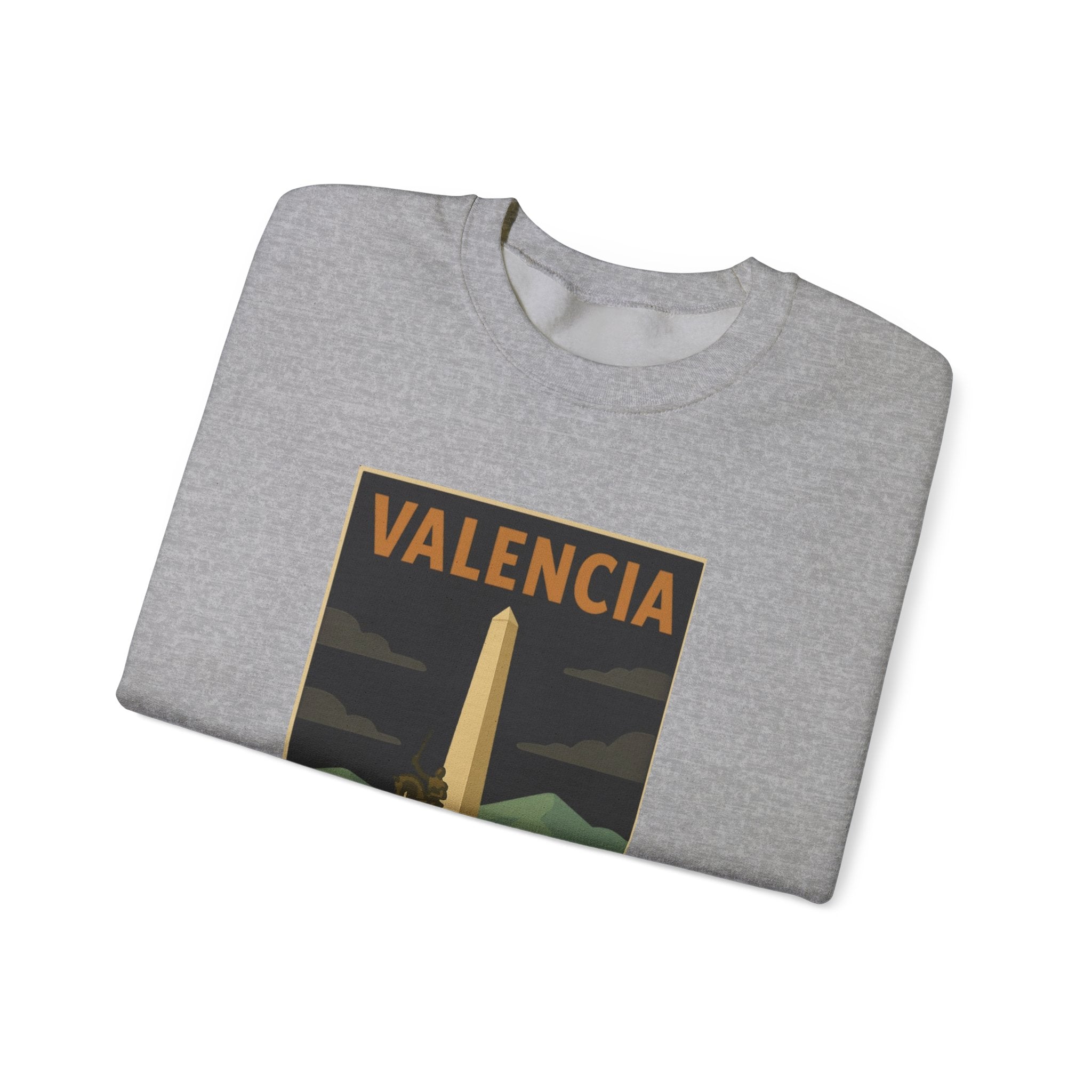 Valencia Monument Crewneck Sweatshirt — Vintage City Landmark Graphic