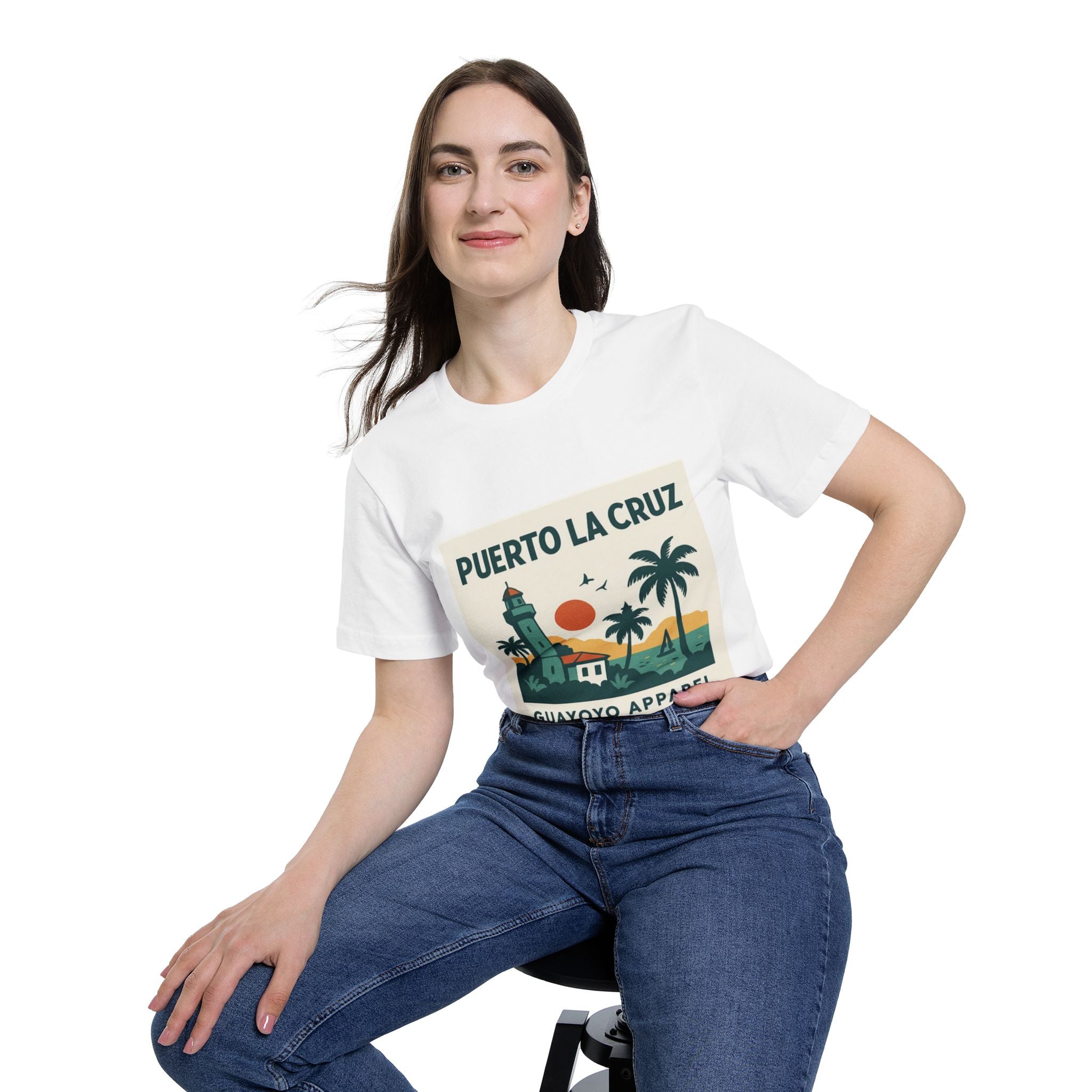 Puerto La Cruz Lighthouse T-Shirt — Retro Beach Graphic Tee by Guayoyo Apparel