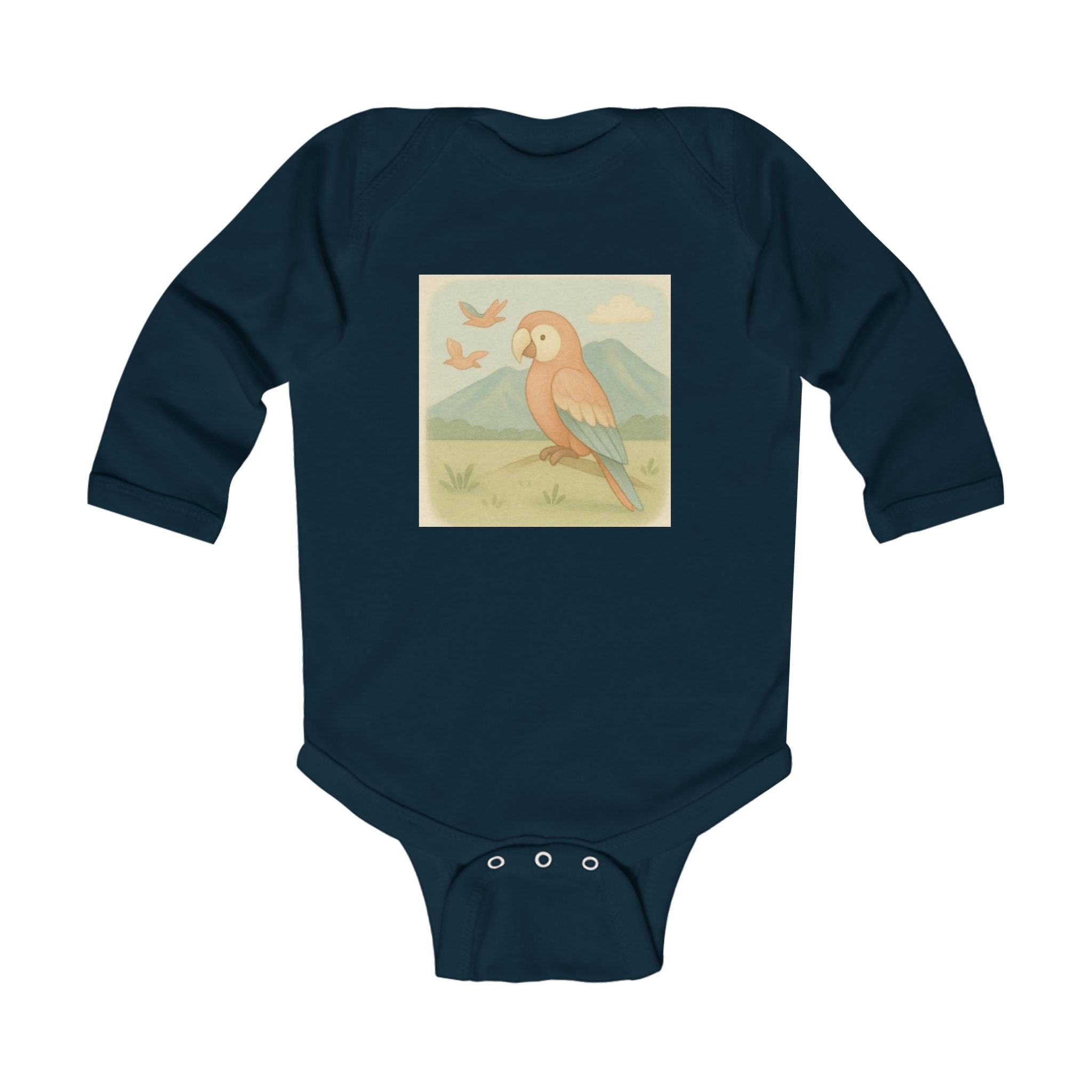 Infant Bodysuit — Vintage Parrot Nursery Long-Sleeve Baby Onesie