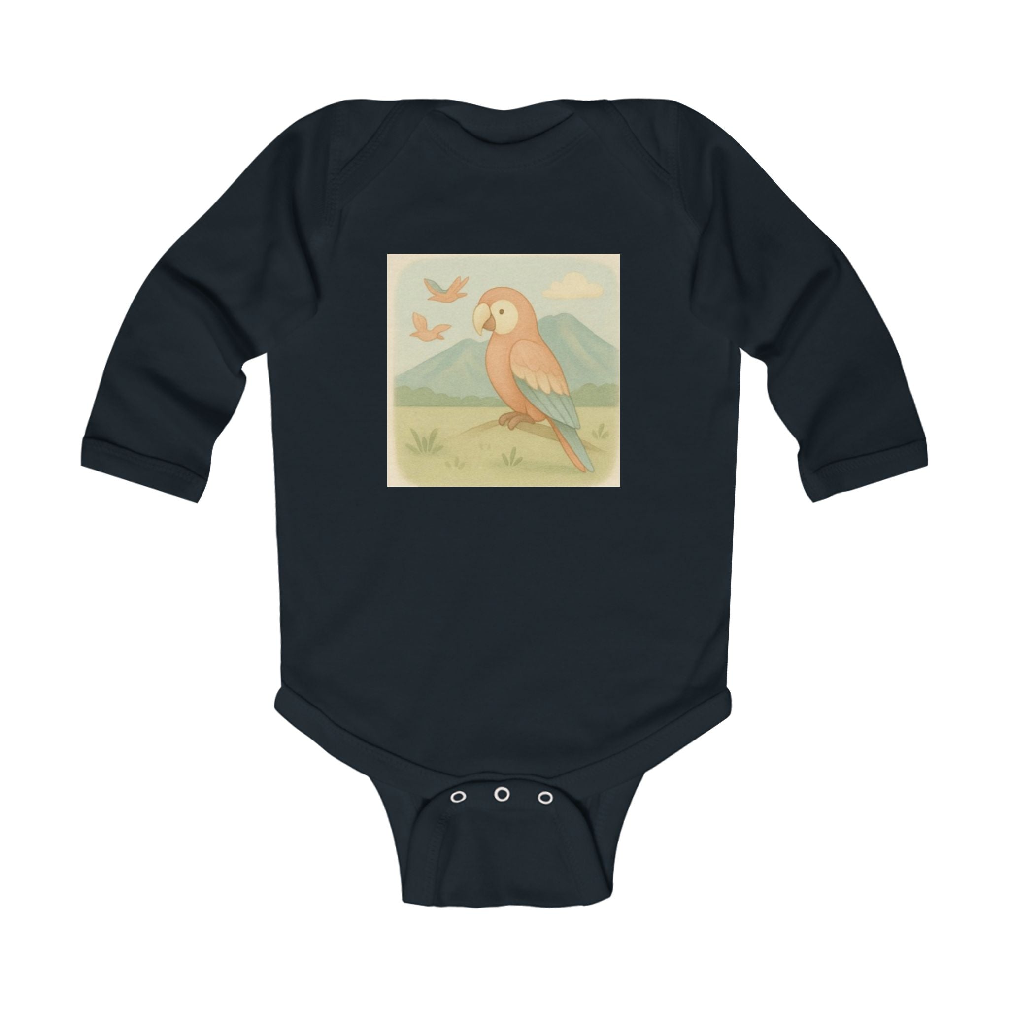 Infant Bodysuit — Vintage Parrot Nursery Long-Sleeve Baby Onesie