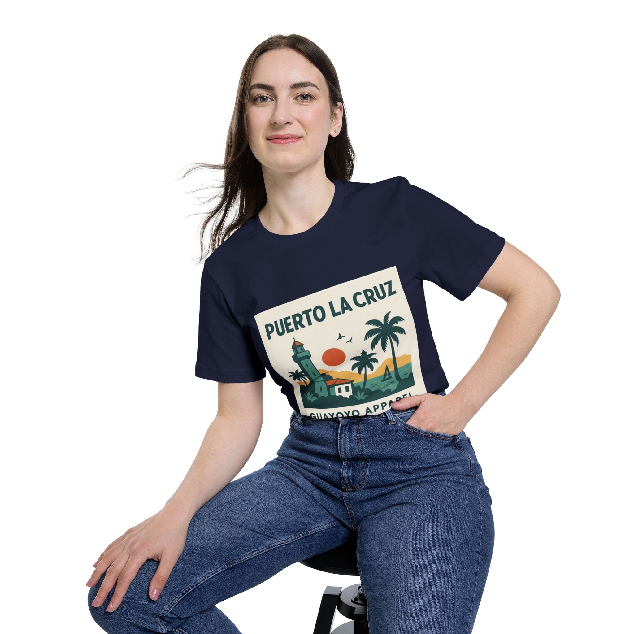 Puerto La Cruz Lighthouse T-Shirt — Retro Beach Graphic Tee by Guayoyo Apparel