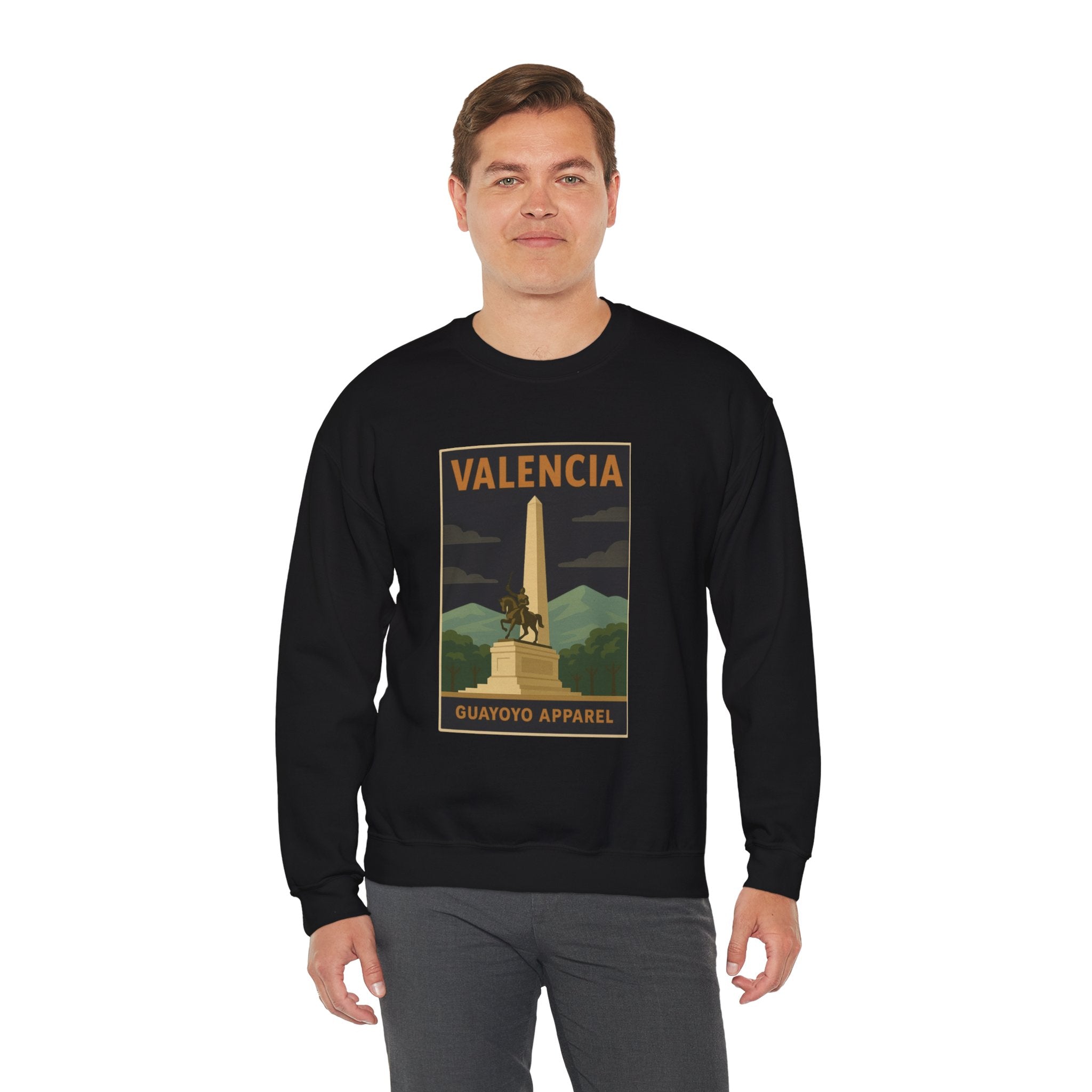 Valencia Monument Crewneck Sweatshirt — Vintage City Landmark Graphic