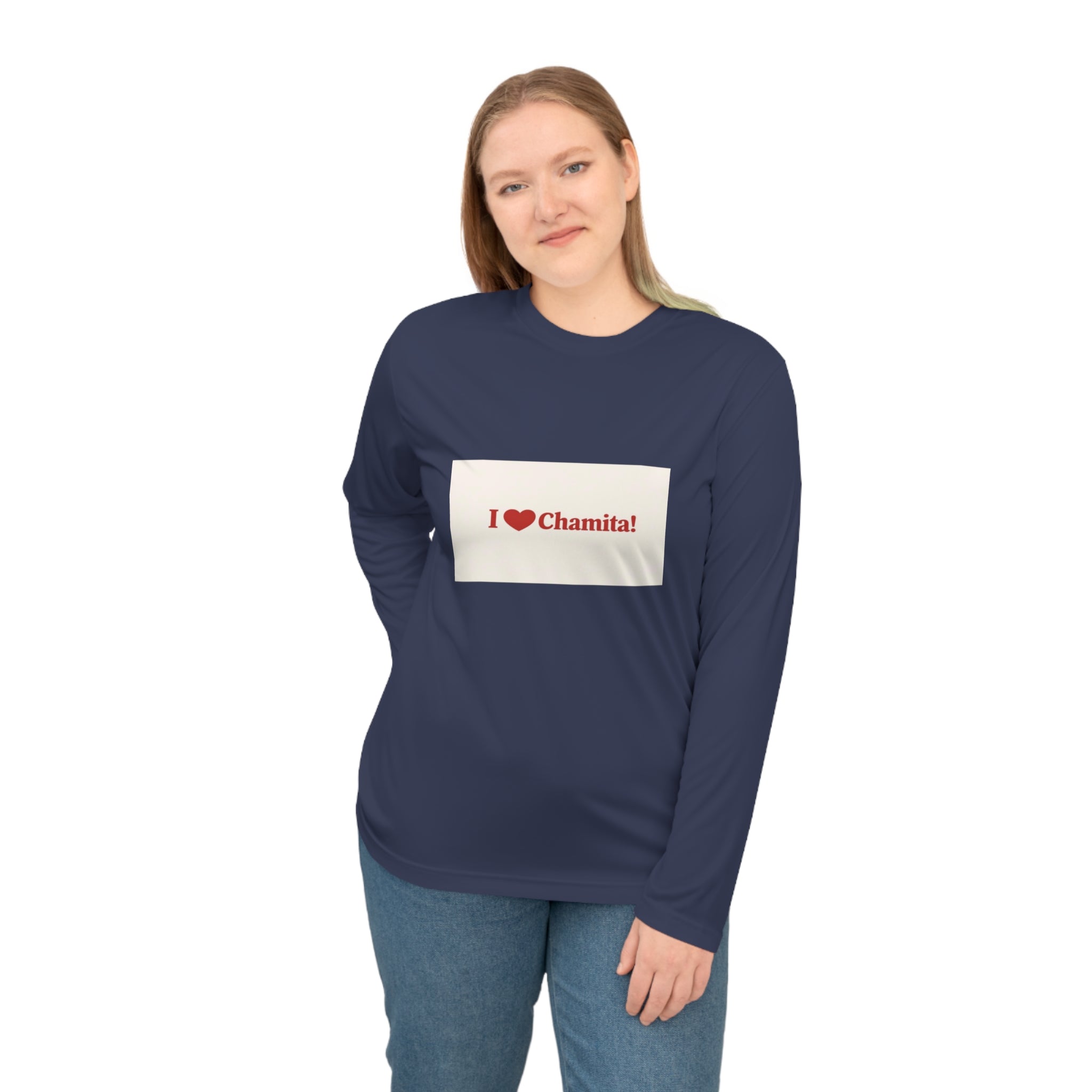 I  Chamita! Performance Long Sleeve Shirt — Cute Spanish Nickname Tee