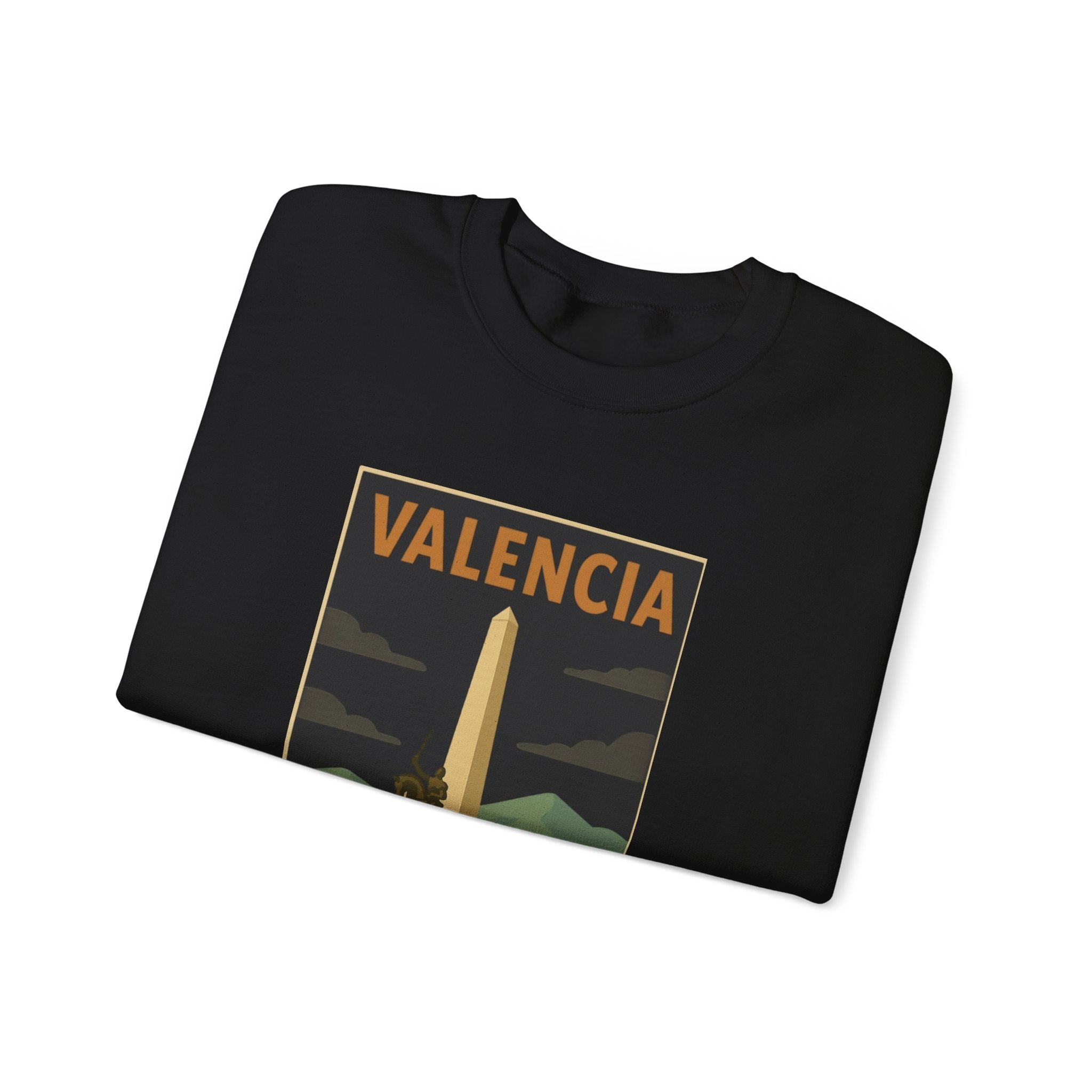 Valencia Monument Crewneck Sweatshirt — Vintage City Landmark Graphic