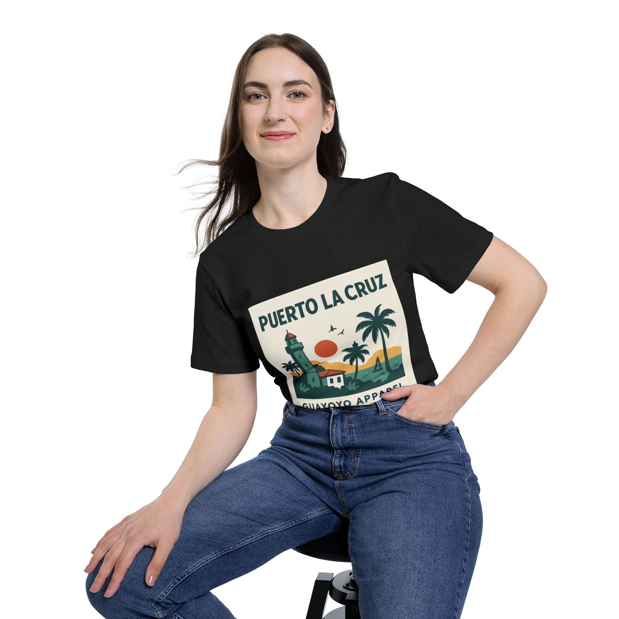 Puerto La Cruz Lighthouse T-Shirt — Retro Beach Graphic Tee by Guayoyo Apparel