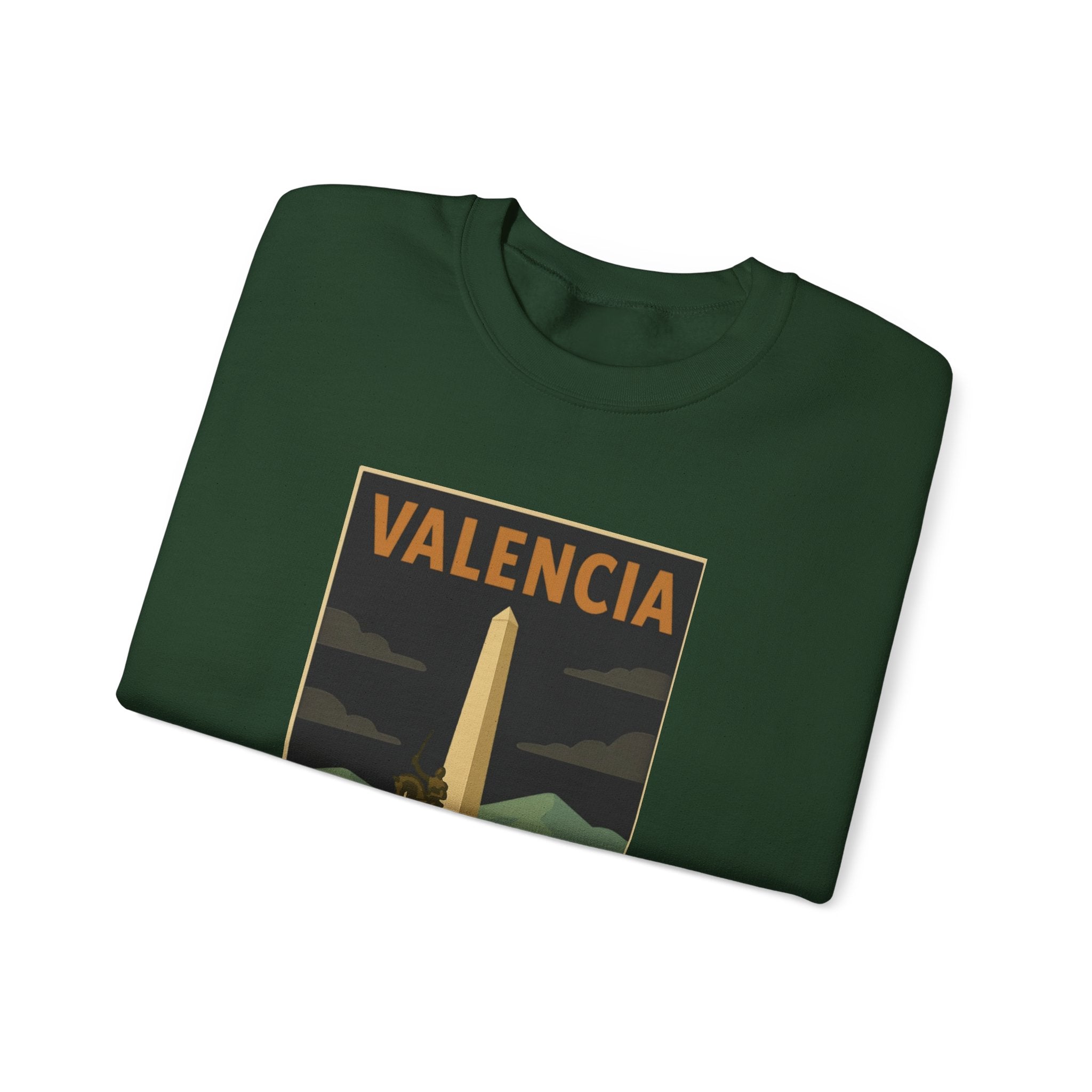 Valencia Monument Crewneck Sweatshirt — Vintage City Landmark Graphic
