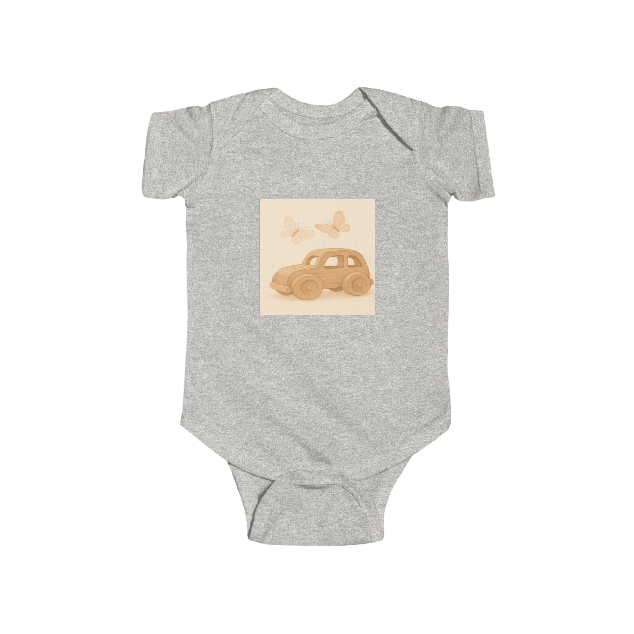 Vintage Car Baby Bodysuit — Retro Beetle & Butterflies Infant Onesie