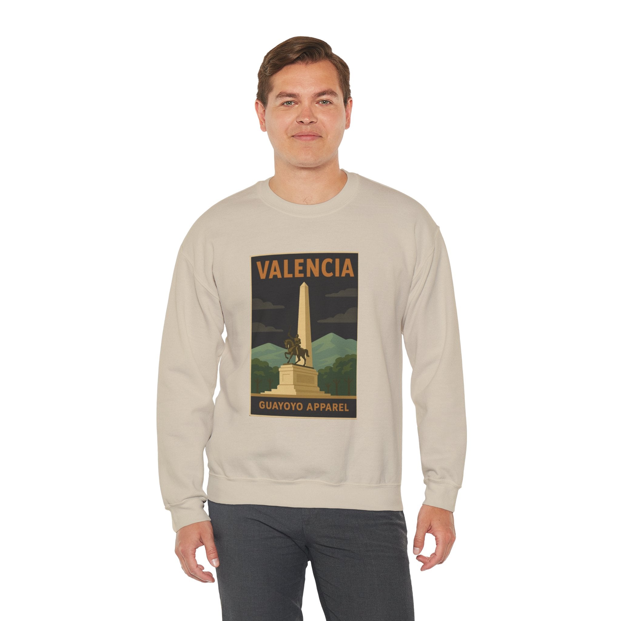 Valencia Monument Crewneck Sweatshirt — Vintage City Landmark Graphic