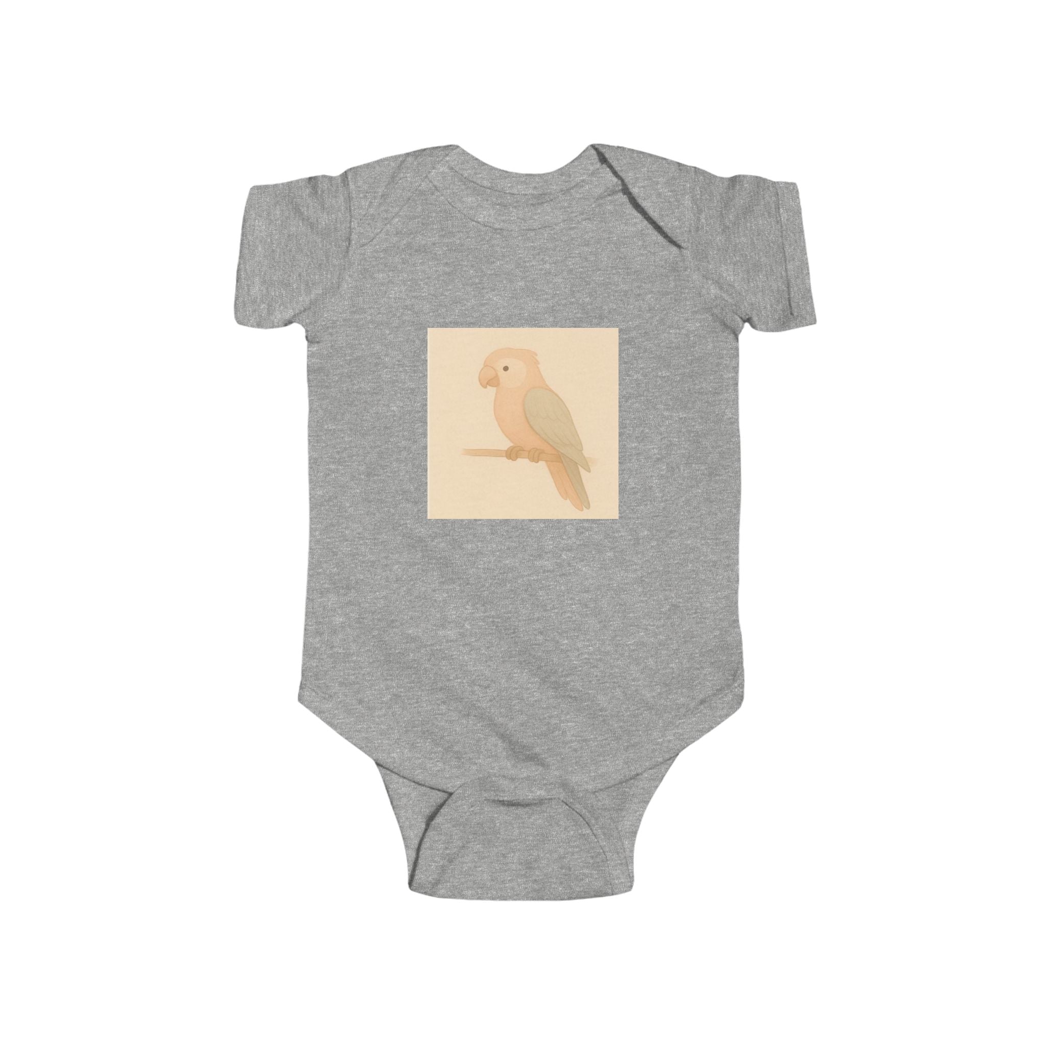 Peach Parakeet Baby Bodysuit — Cute Pastel Bird Infant Onesie