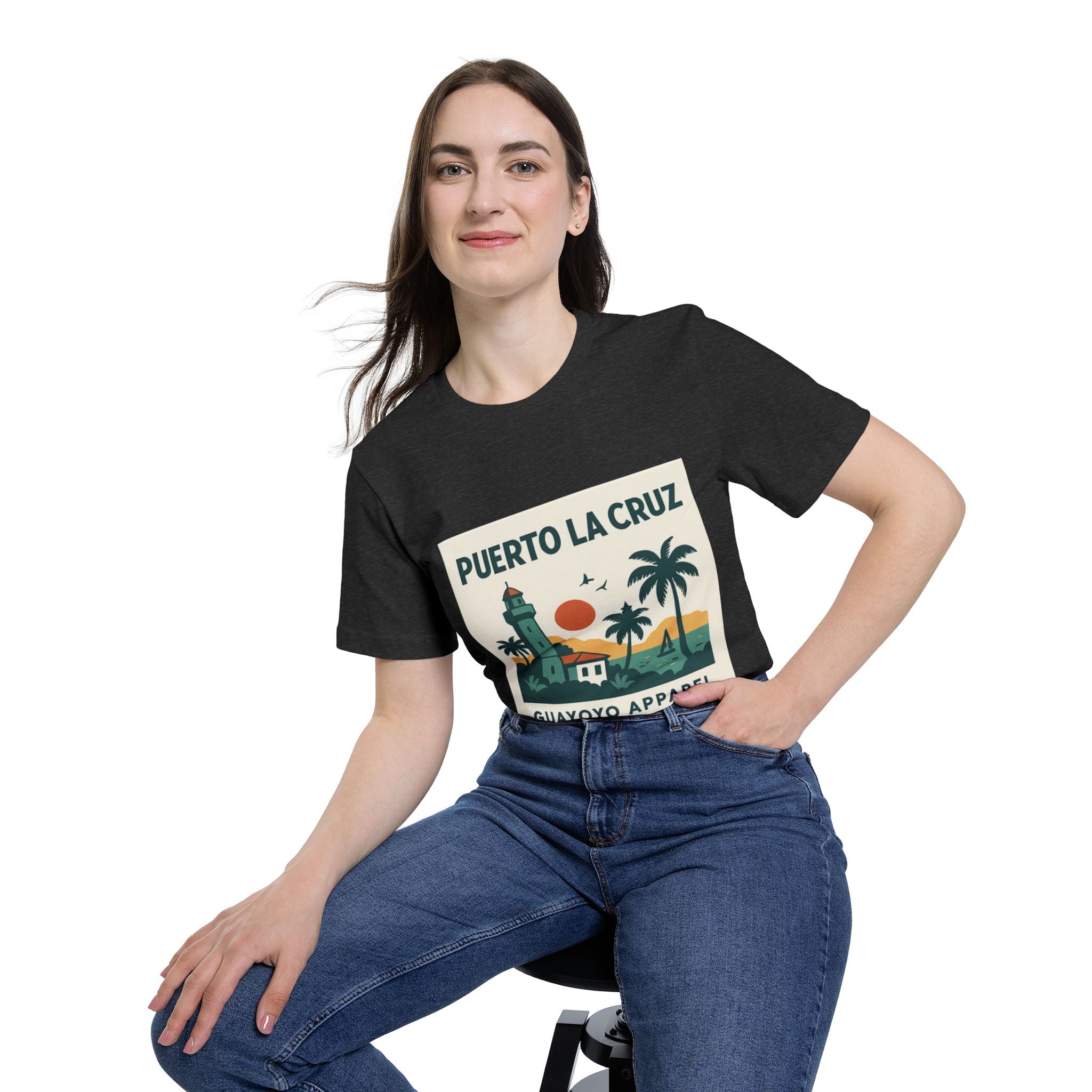 Puerto La Cruz Lighthouse T-Shirt — Retro Beach Graphic Tee by Guayoyo Apparel