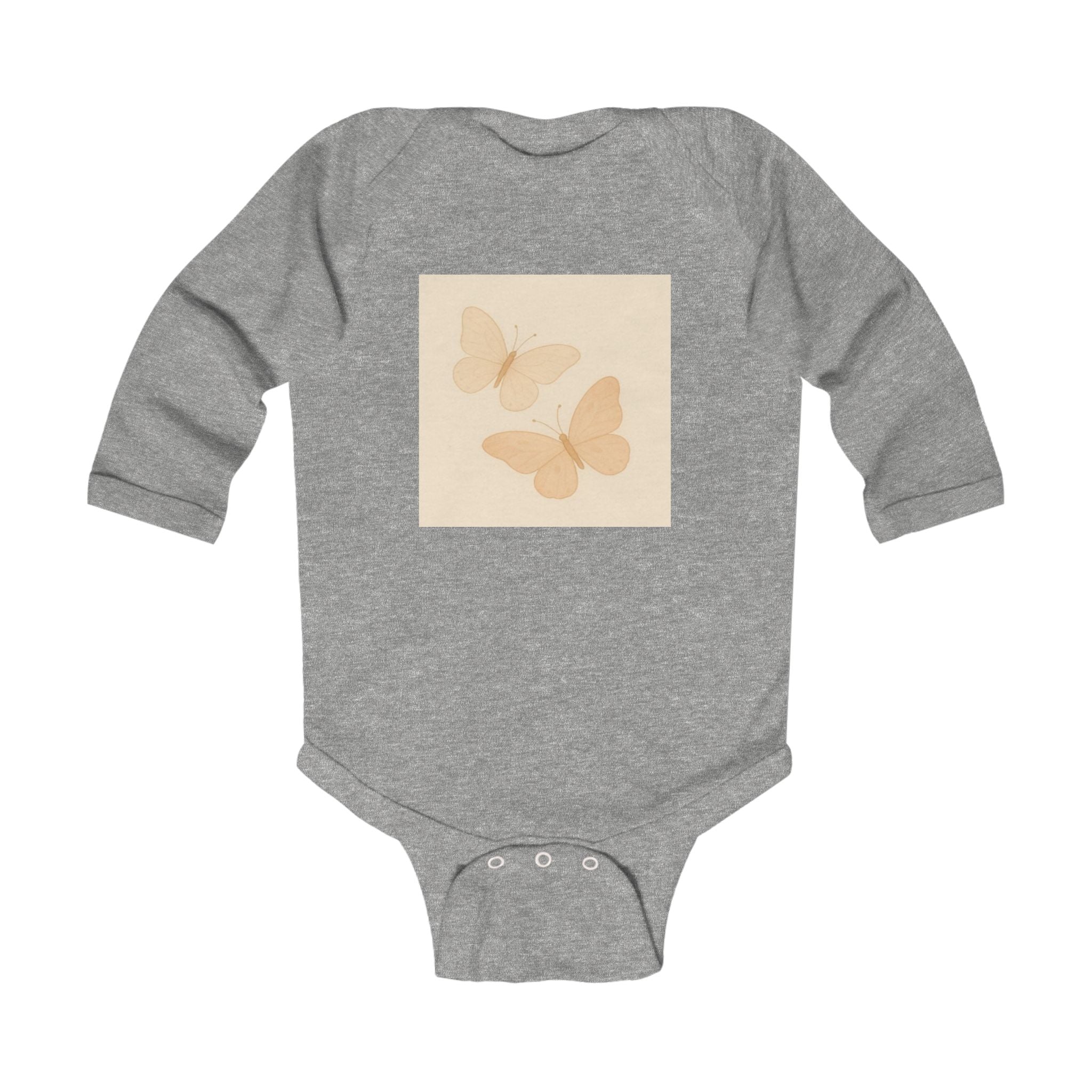 Butterfly Baby Bodysuit — Neutral Beige Butterfly Infant Long Sleeve Onesie