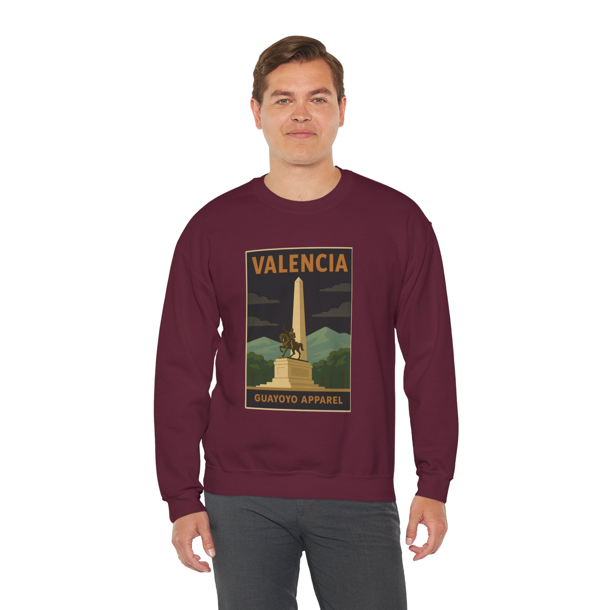 Valencia Monument Crewneck Sweatshirt — Vintage City Landmark Graphic