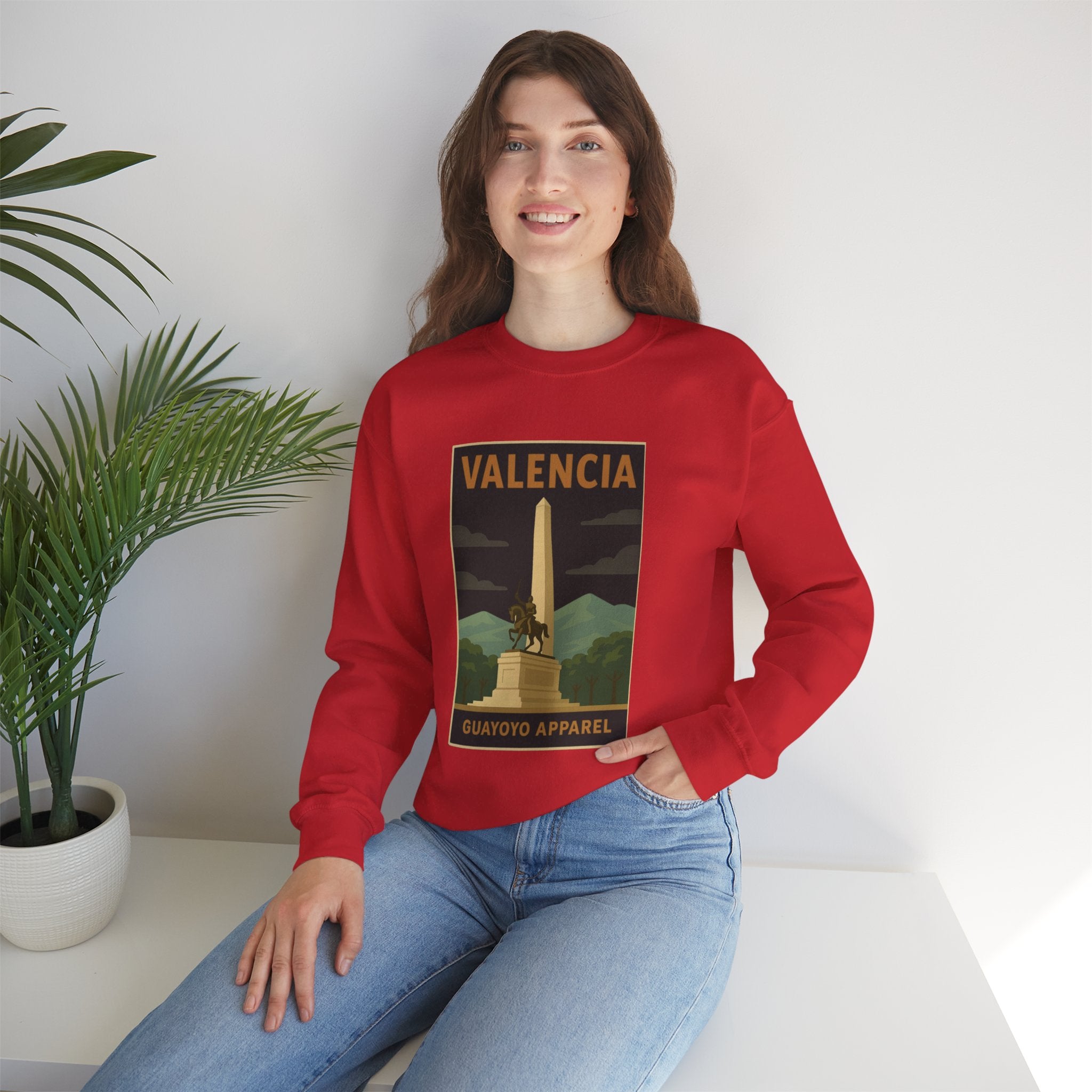 Valencia Monument Crewneck Sweatshirt — Vintage City Landmark Graphic