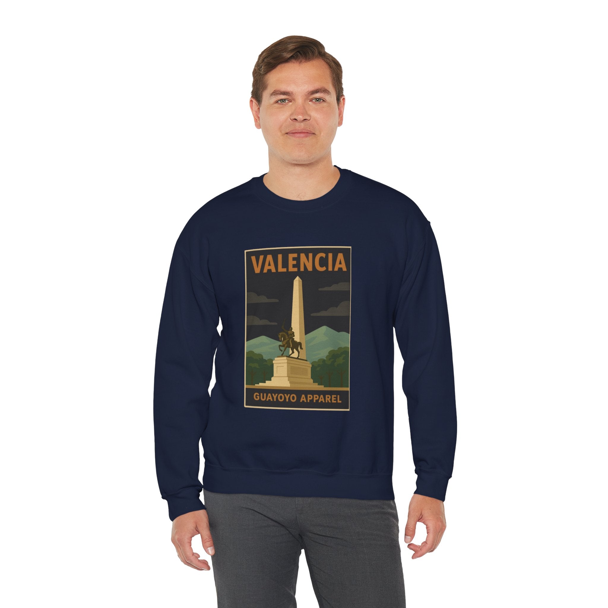 Valencia Monument Crewneck Sweatshirt — Vintage City Landmark Graphic