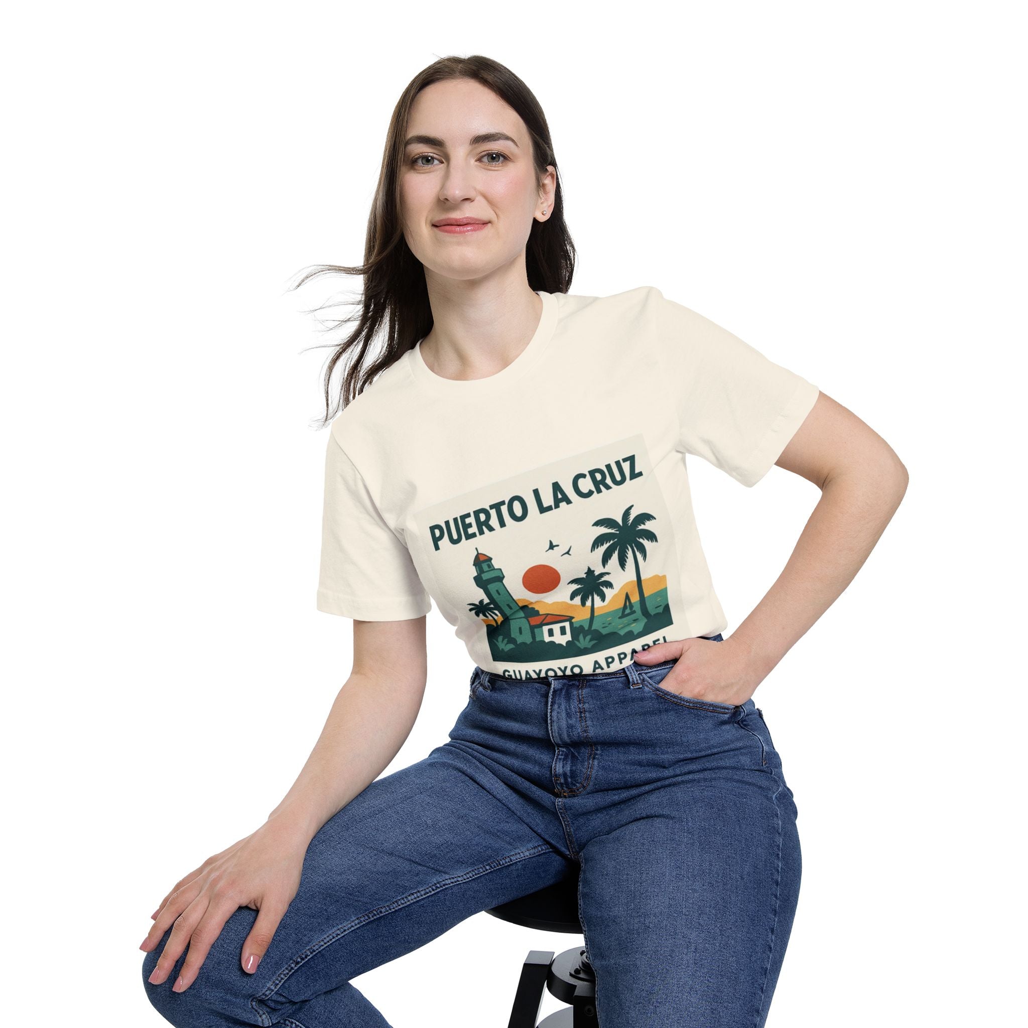 Puerto La Cruz Lighthouse T-Shirt — Retro Beach Graphic Tee by Guayoyo Apparel