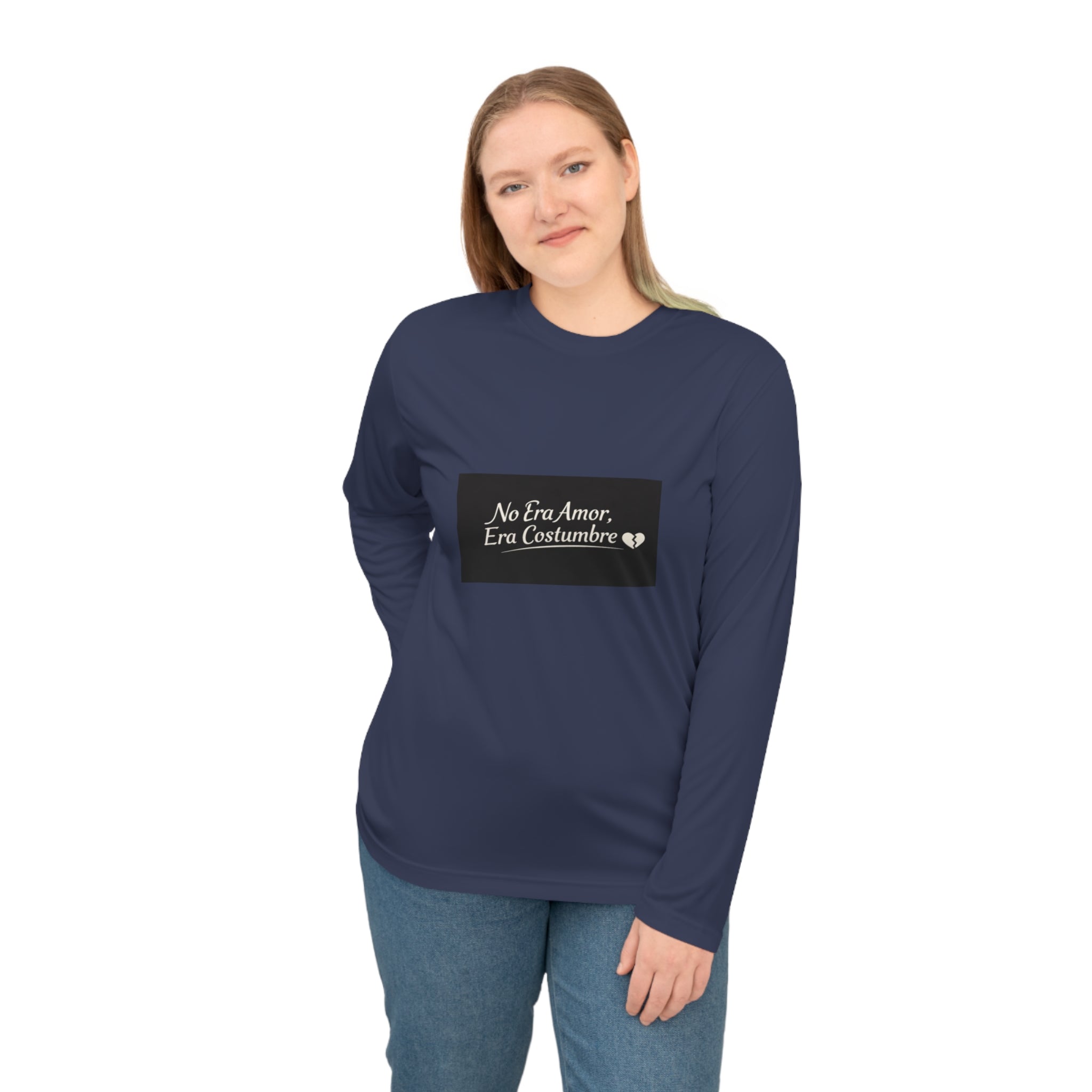 Long Sleeve Shirt — "No Era Amor, Era Costumbre" Minimal Spanish Quote Performance Top