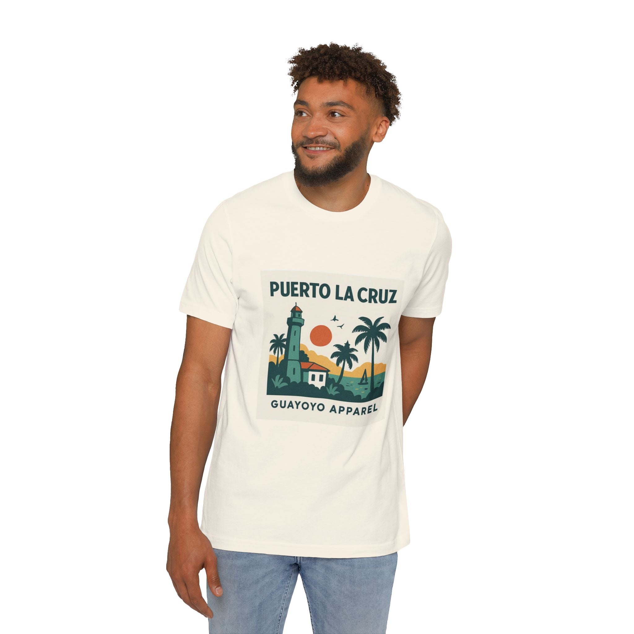 Puerto La Cruz Lighthouse T-Shirt — Retro Beach Graphic Tee by Guayoyo Apparel
