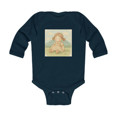 Baby Bodysuit — Vintage Mountain Doll Illustration Long-Sleeve Infant Onesie