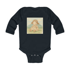 Baby Bodysuit — Vintage Mountain Doll Illustration Long-Sleeve Infant Onesie