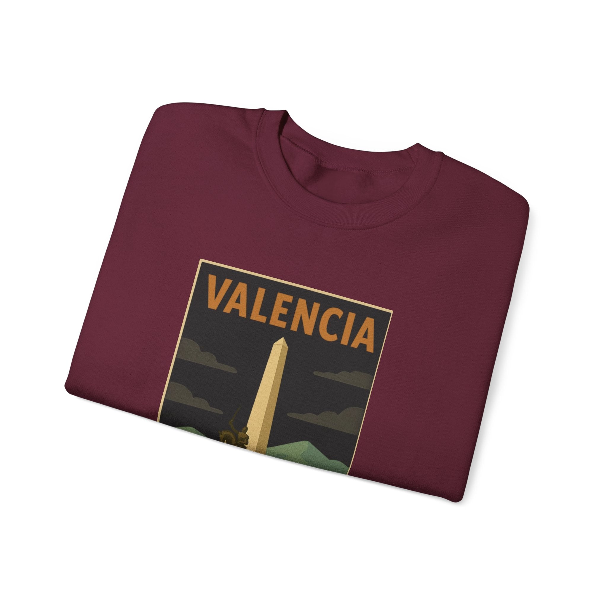 Valencia Monument Crewneck Sweatshirt — Vintage City Landmark Graphic