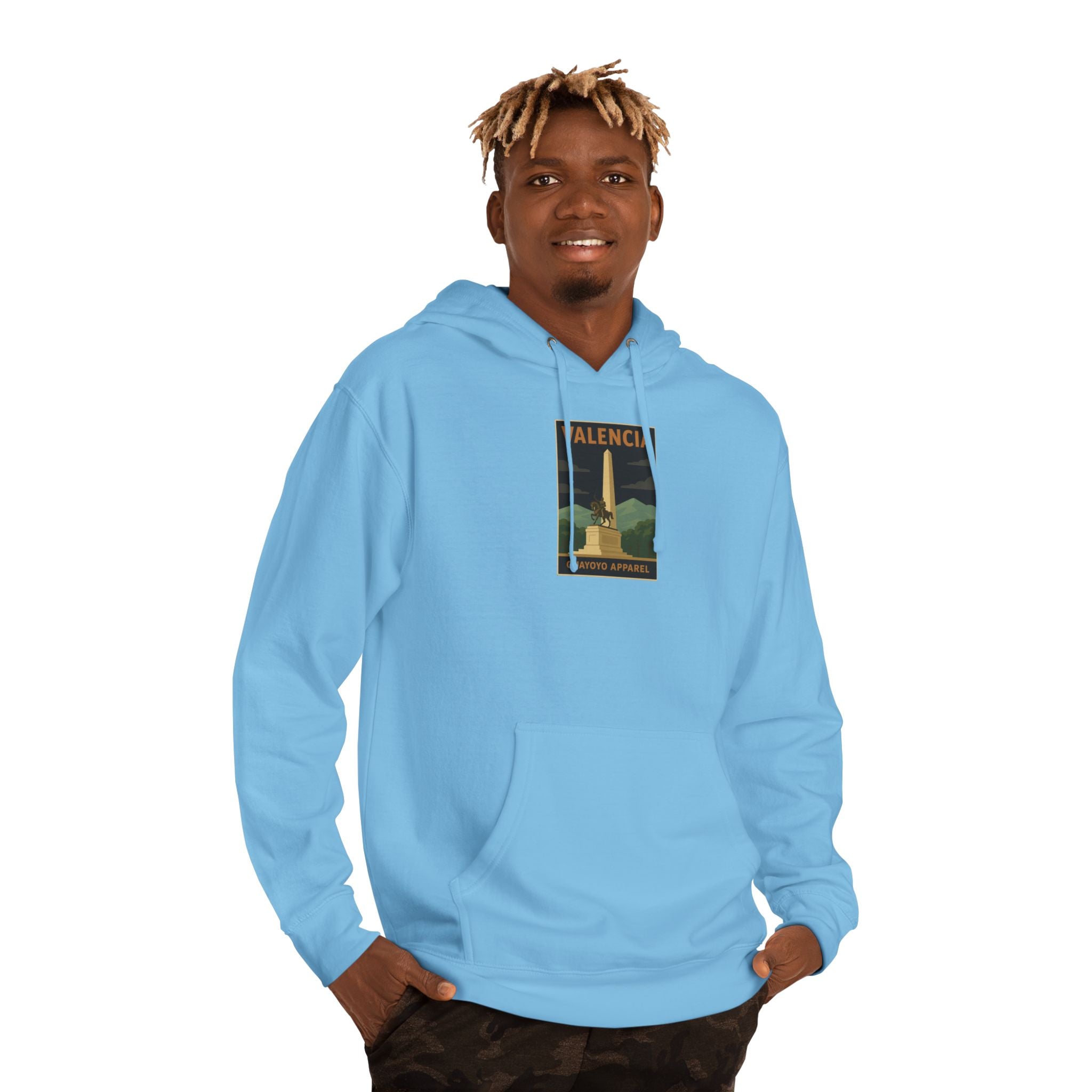 Valencia Vintage Travel Hoodie — Retro Palm & Monument Graphic