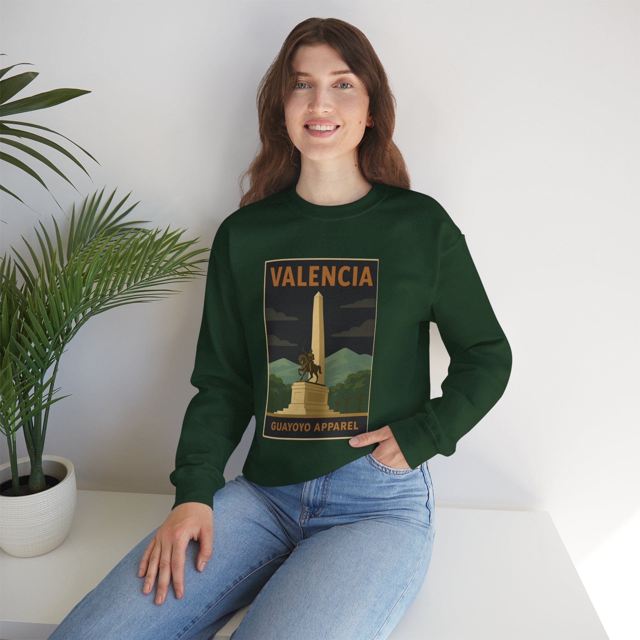 Valencia Monument Crewneck Sweatshirt — Vintage City Landmark Graphic