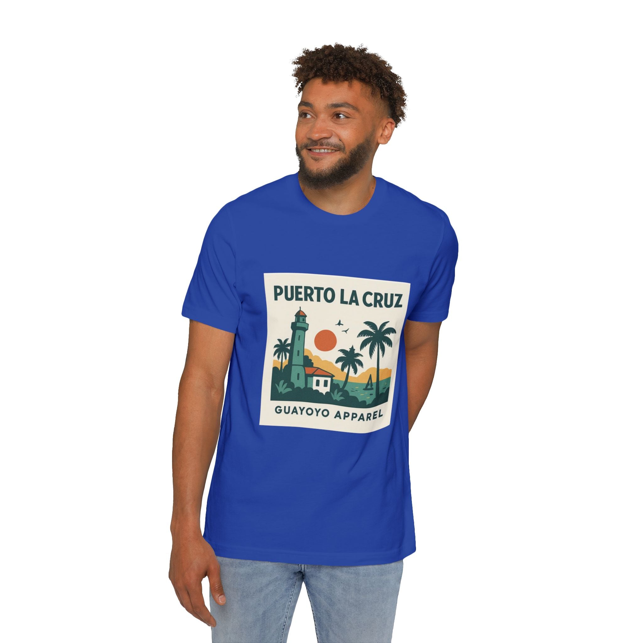 Puerto La Cruz Lighthouse T-Shirt — Retro Beach Graphic Tee by Guayoyo Apparel