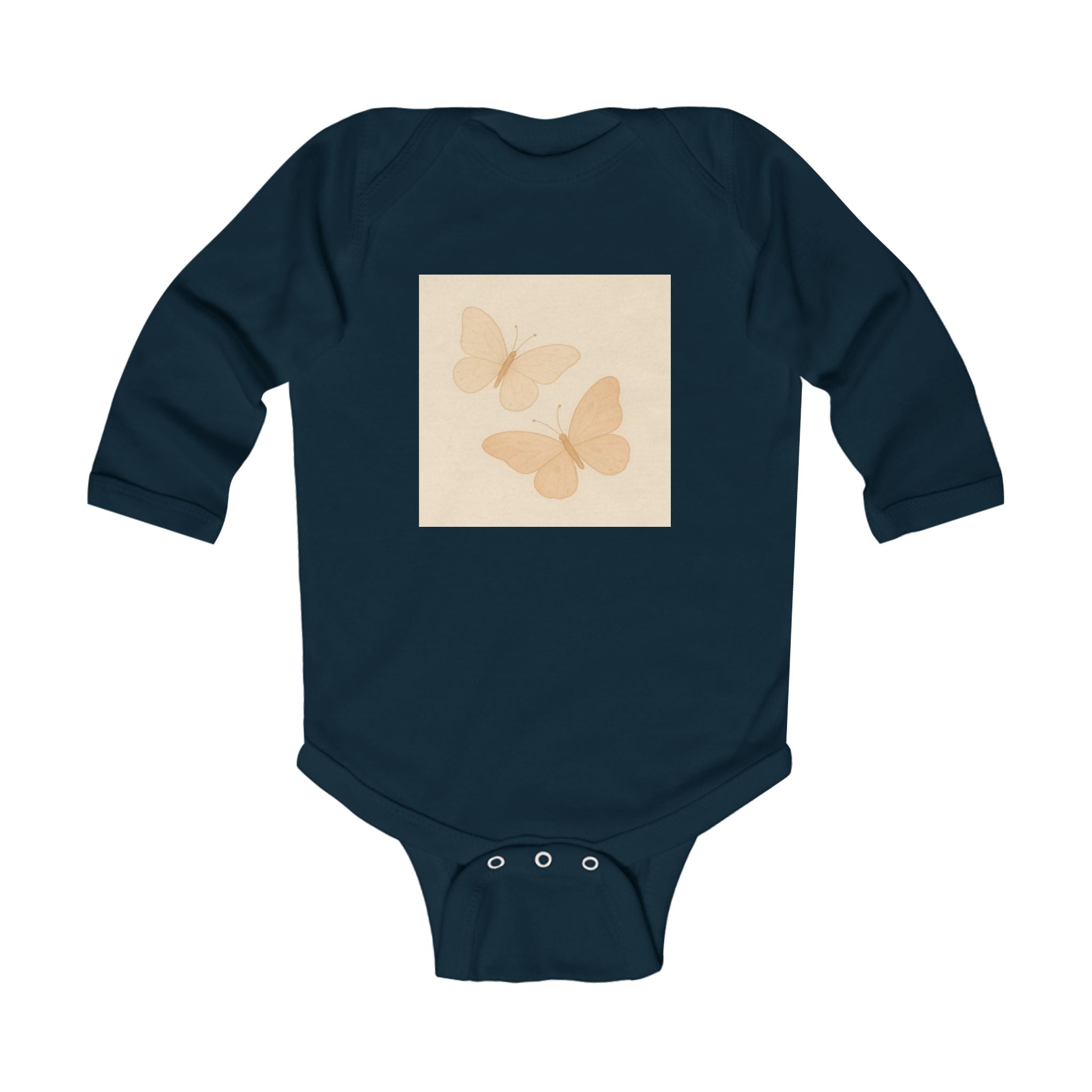 Butterfly Baby Bodysuit — Neutral Beige Butterfly Infant Long Sleeve Onesie