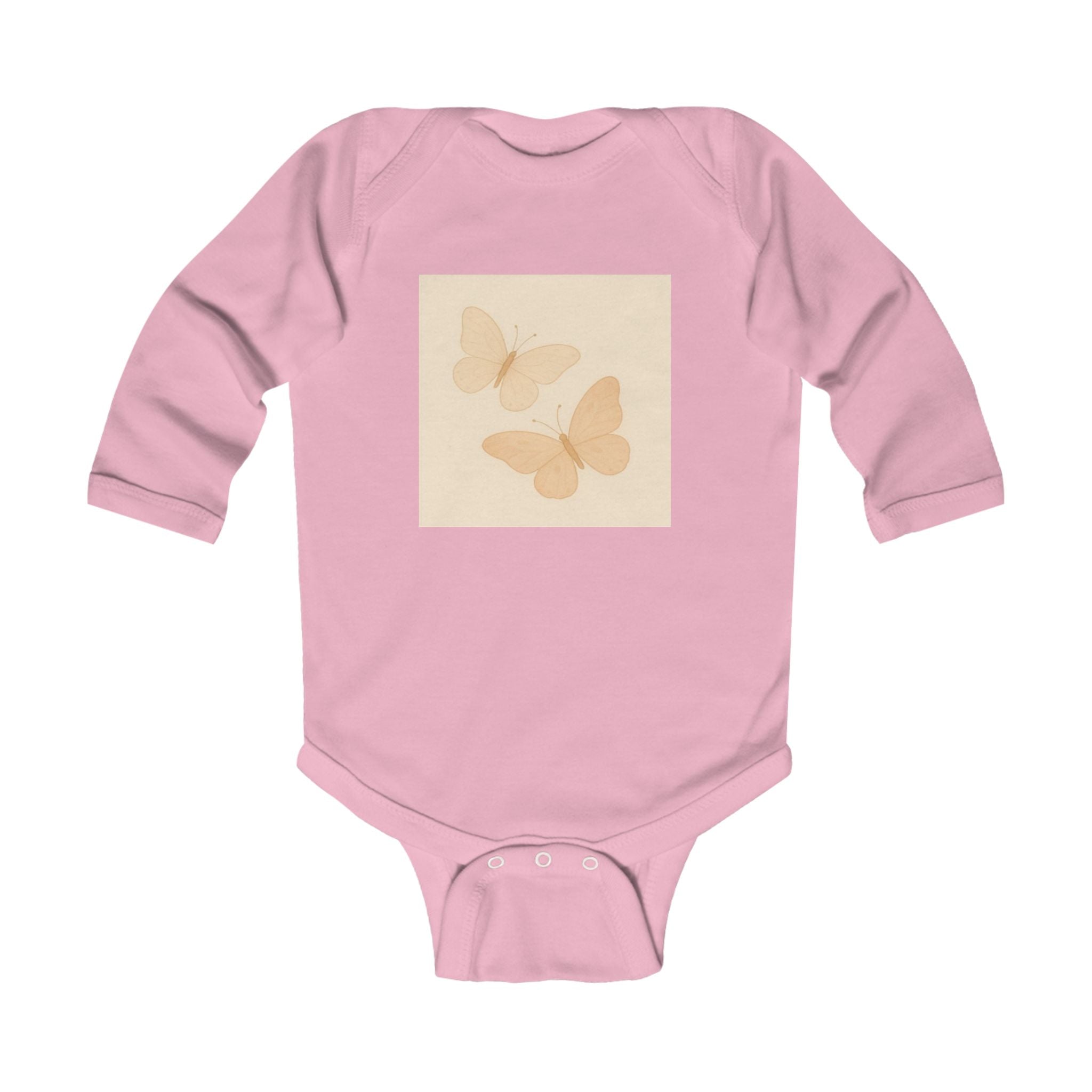 Butterfly Baby Bodysuit — Neutral Beige Butterfly Infant Long Sleeve Onesie