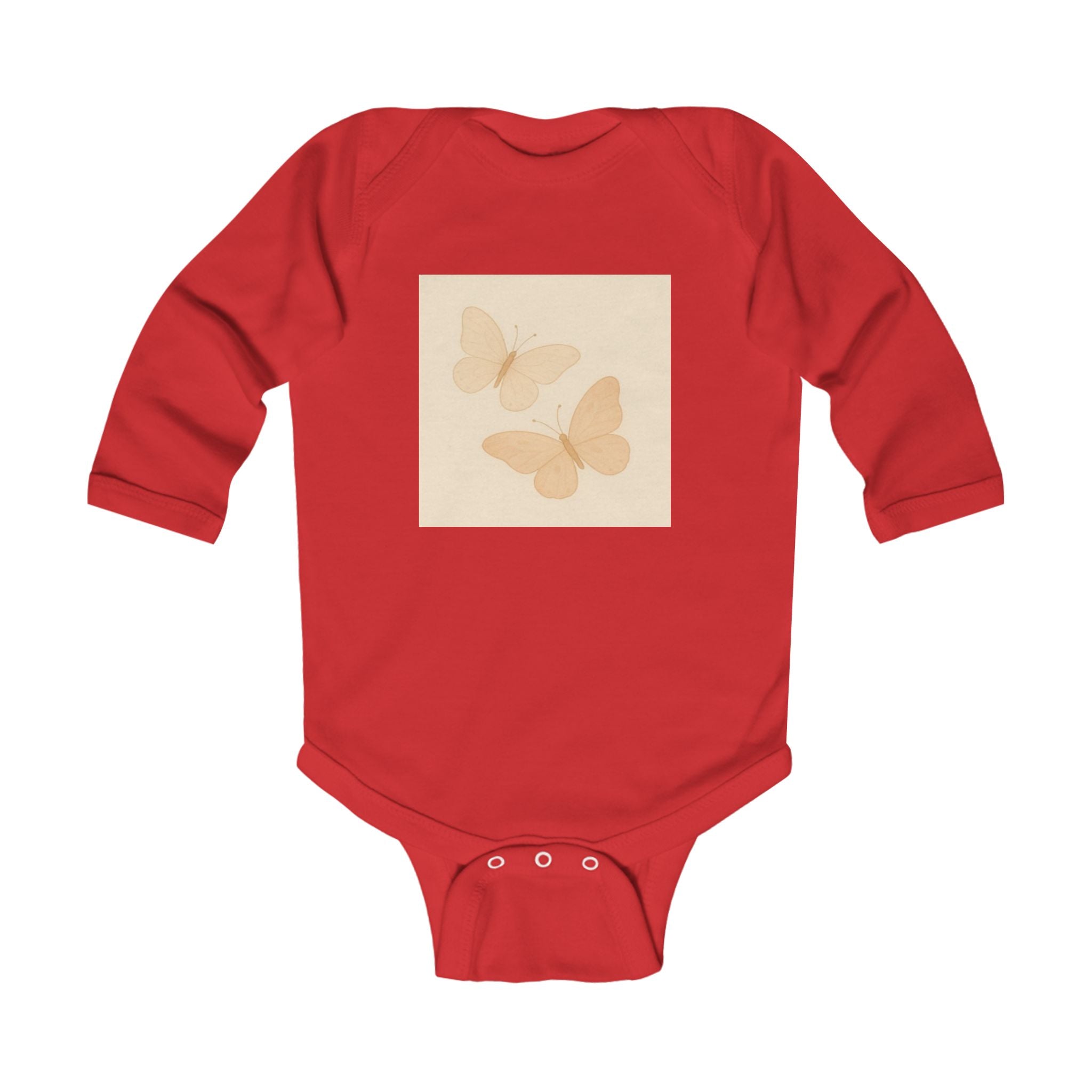 Butterfly Baby Bodysuit — Neutral Beige Butterfly Infant Long Sleeve Onesie