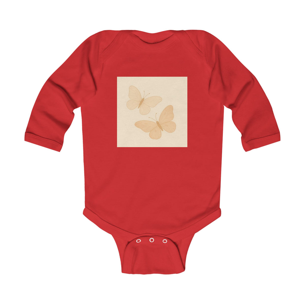 Butterfly Baby Bodysuit — Neutral Beige Butterfly Infant Long Sleeve Onesie