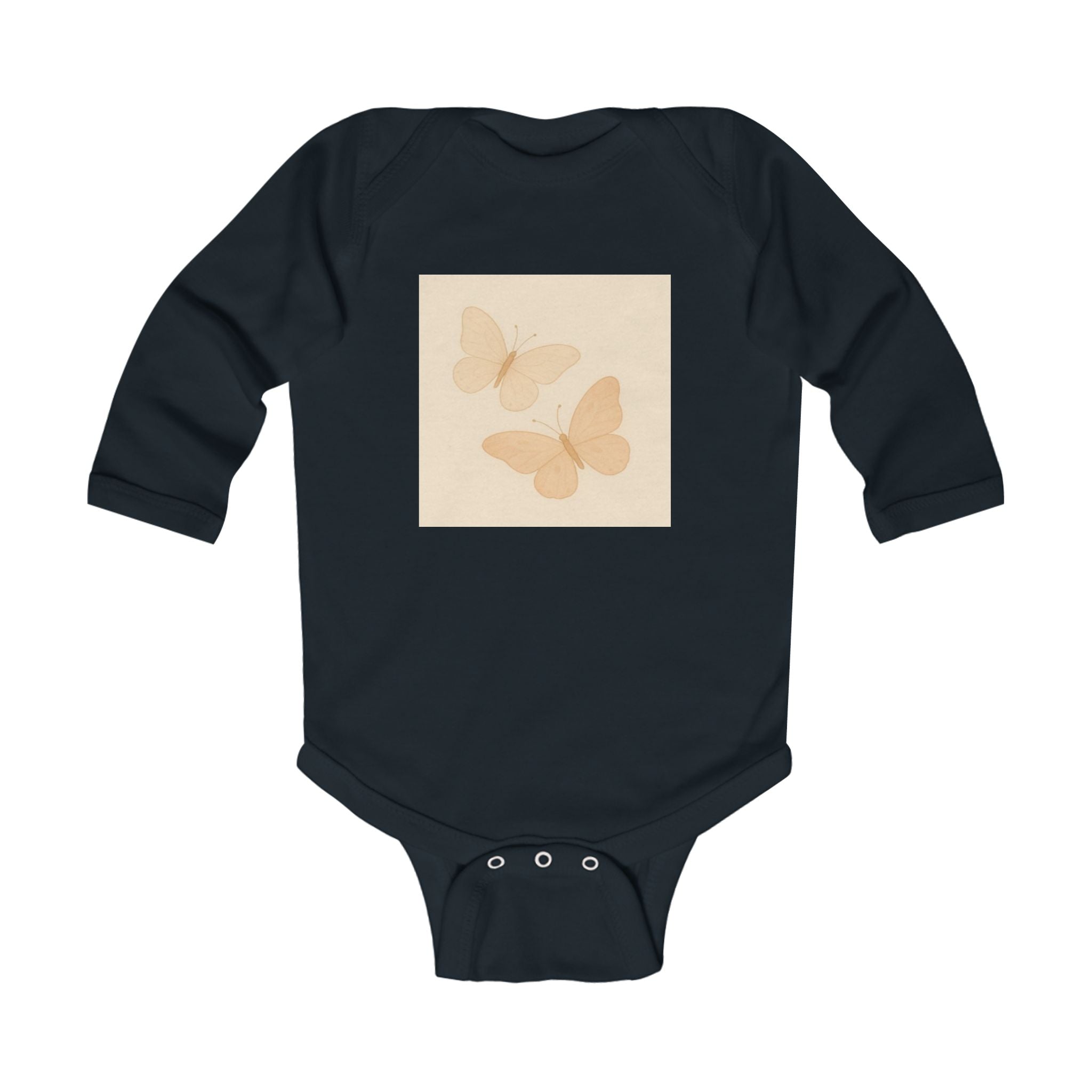 Butterfly Baby Bodysuit — Neutral Beige Butterfly Infant Long Sleeve Onesie