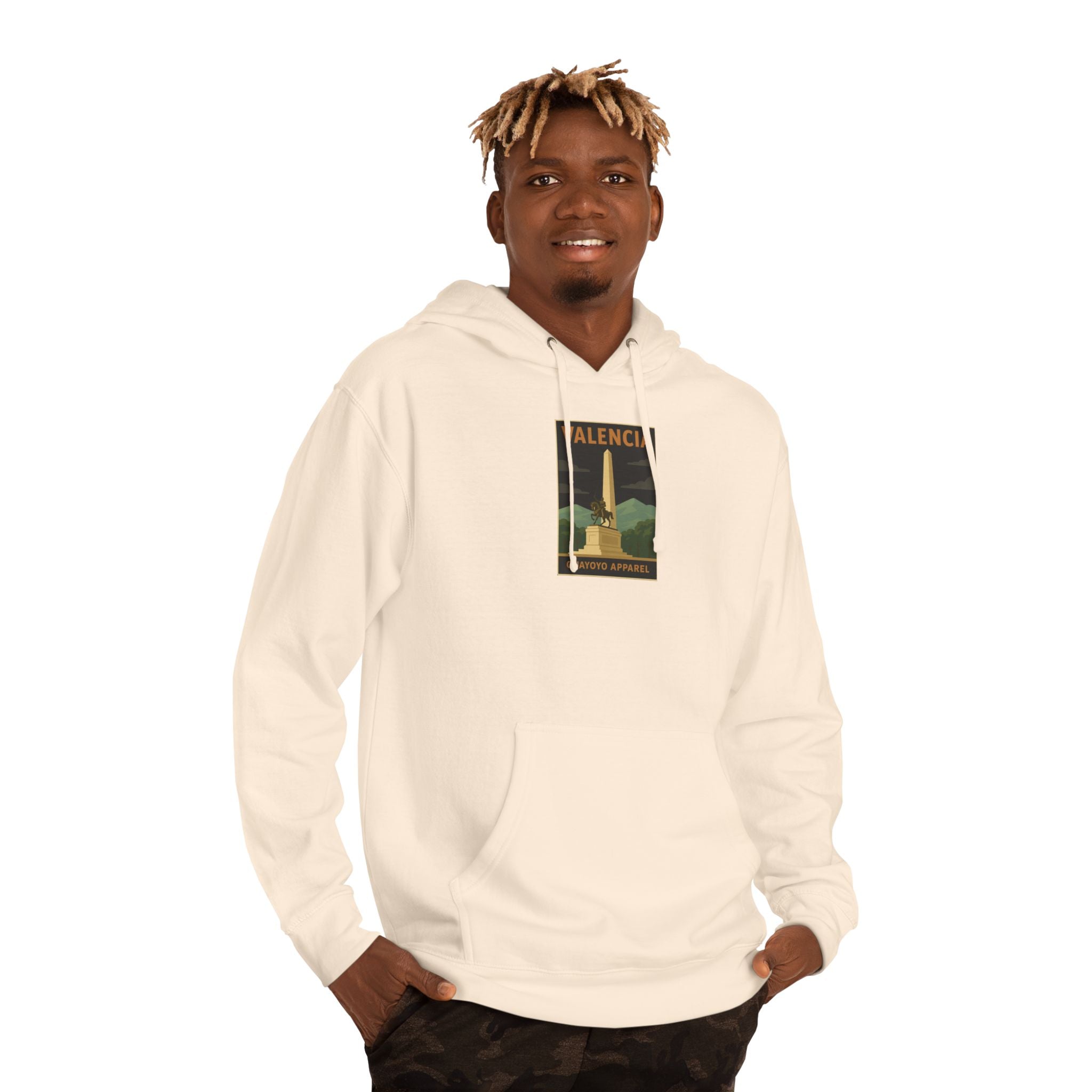 Valencia Vintage Travel Hoodie — Retro Palm & Monument Graphic