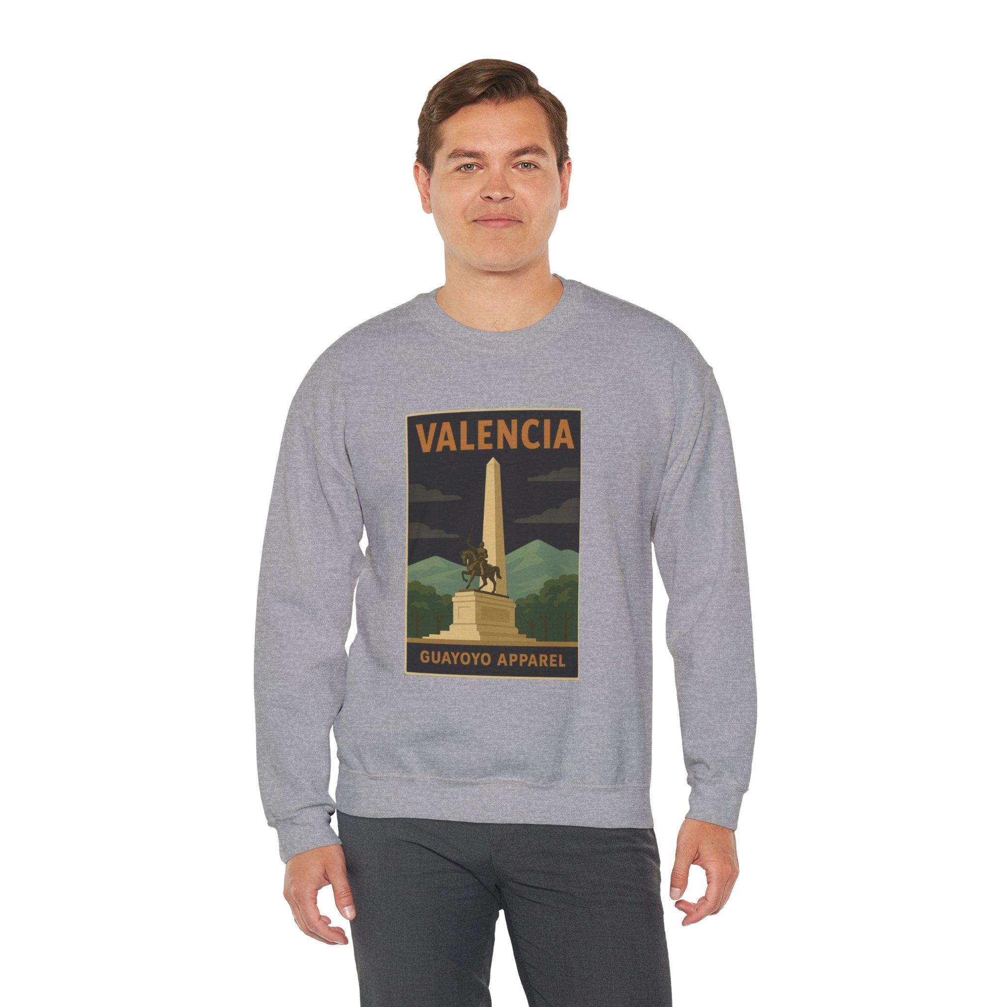 Valencia Monument Crewneck Sweatshirt — Vintage City Landmark Graphic