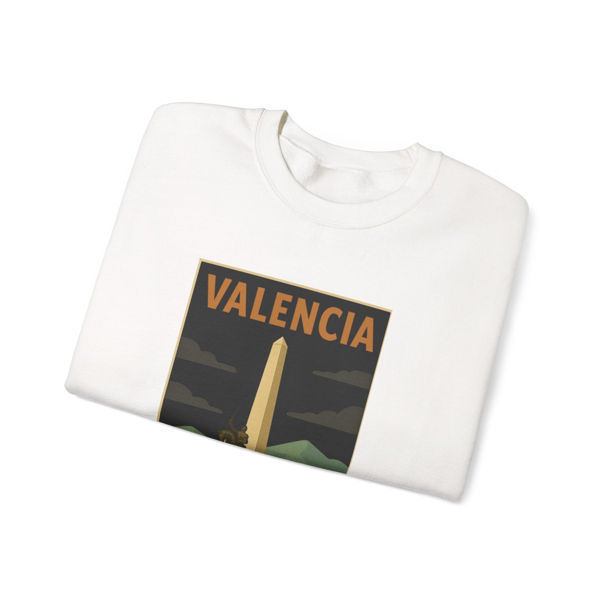 Valencia Monument Crewneck Sweatshirt — Vintage City Landmark Graphic
