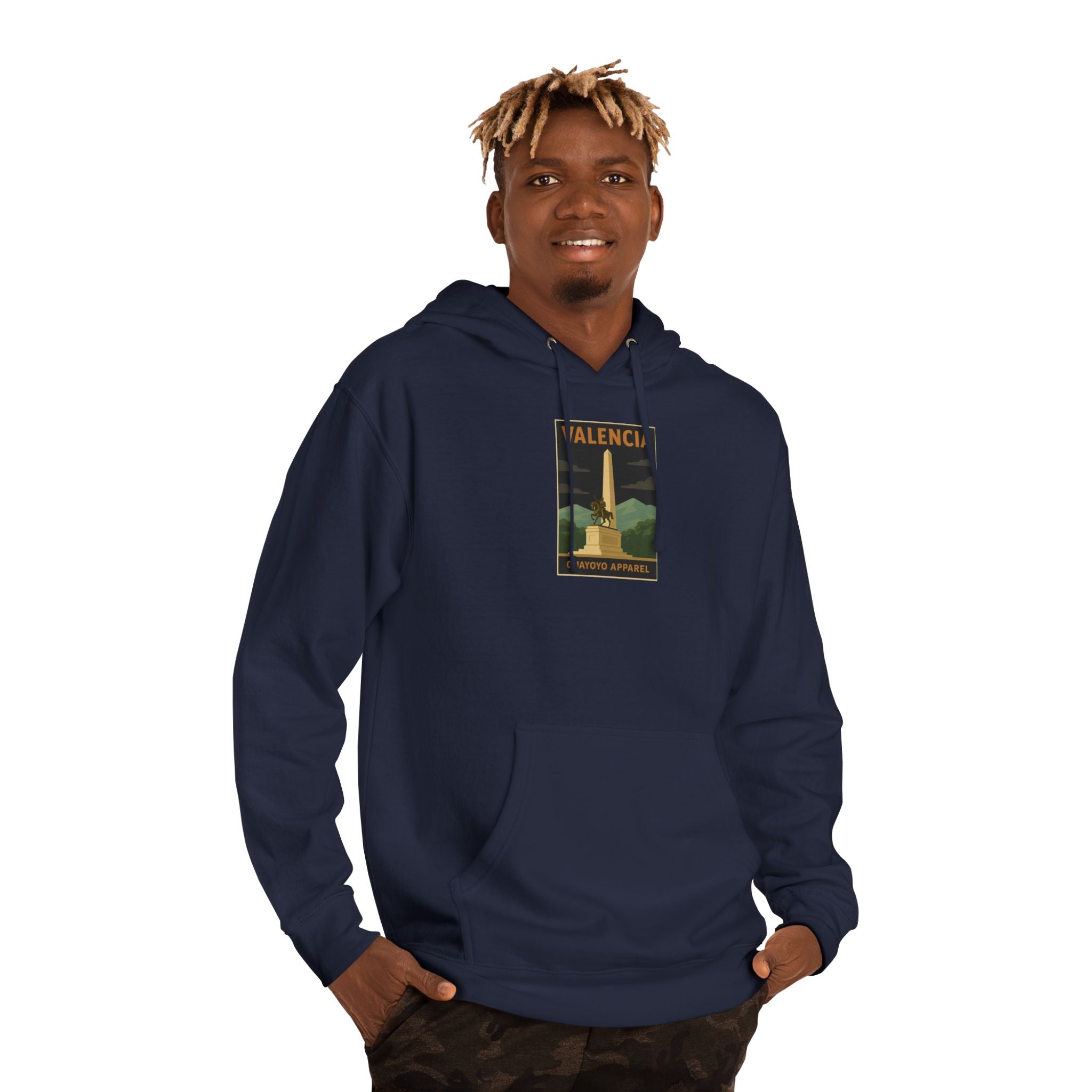 Valencia Vintage Travel Hoodie — Retro Palm & Monument Graphic