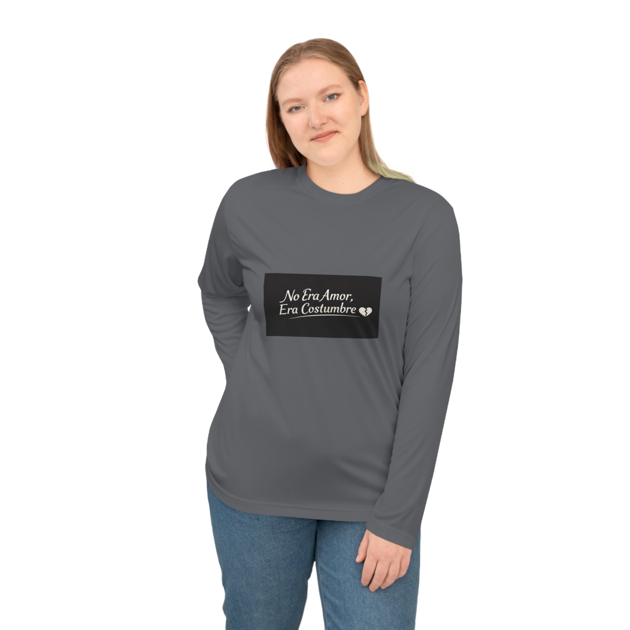 Long Sleeve Shirt — "No Era Amor, Era Costumbre" Minimal Spanish Quote Performance Top