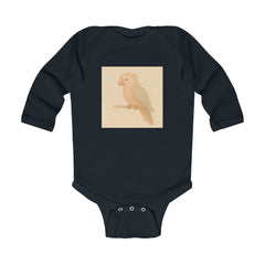 Baby Bodysuit with Cute Pastel Parrot Illustration — Long Sleeve Infant Onesie