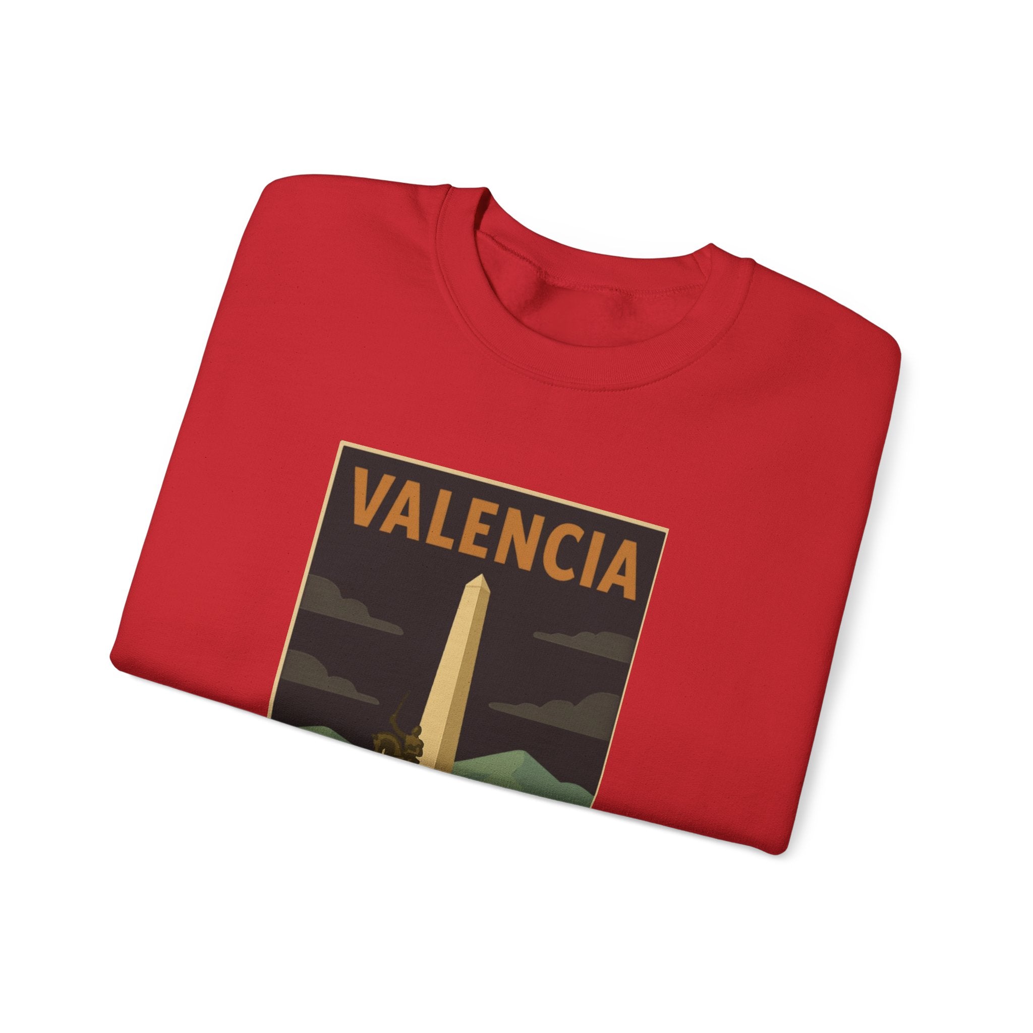 Valencia Monument Crewneck Sweatshirt — Vintage City Landmark Graphic