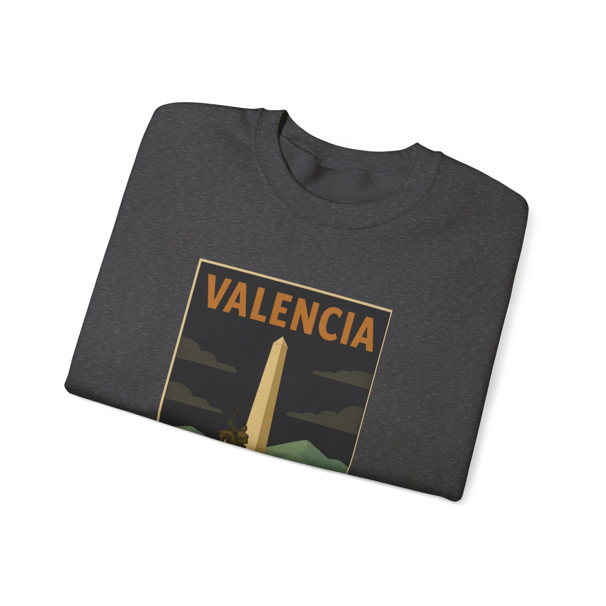Valencia Monument Crewneck Sweatshirt — Vintage City Landmark Graphic